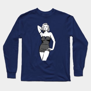 Marilyn Line Drawing -white block Long Sleeve T-Shirt